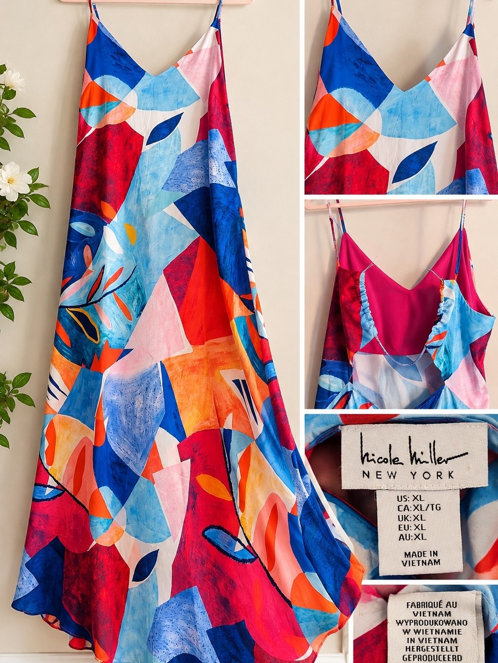 Nicole Miller New York Colorful Abstract Maxi Dress – Size XL
